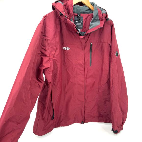 Wantdo Jacket Mens XXL Red Gray Full Zip Removable Hood Outdoor NO LINER - Picture 3 of 12